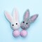 Easter Felt Garland – Wool Rabbit & Pom Pom Bunny Ball Banner for Holiday, Baby Shower, Nursery & Wall Hanging Decor (White/Pink/Grey)